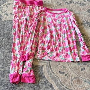 Little Sleepies Pink and Green Strawberry Pajama Set